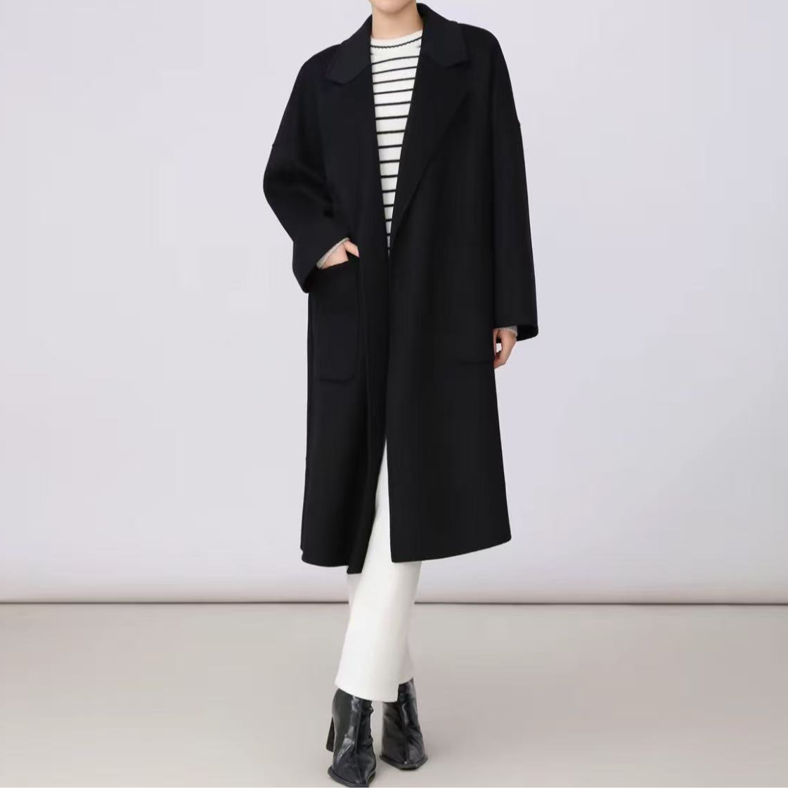 AMASS/阿玛施新款气质时尚优雅经典长款羊毛大衣外套女 5400952