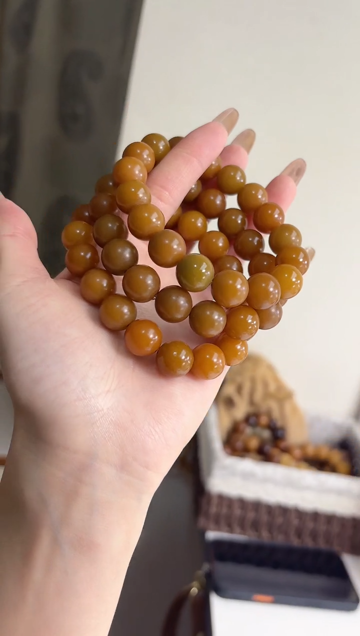 手串菩提根/象牙果沐a18玉化糖果圆珠12mm手串
