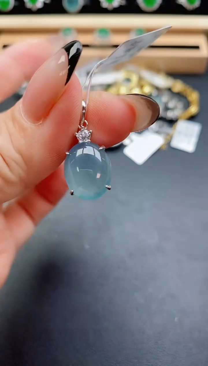 翡翠银S925镶嵌吊坠(赠链)508050