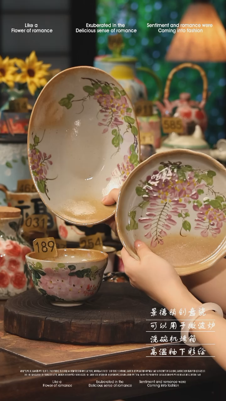 陶瓷景德镇高温釉下彩手工手绘款式