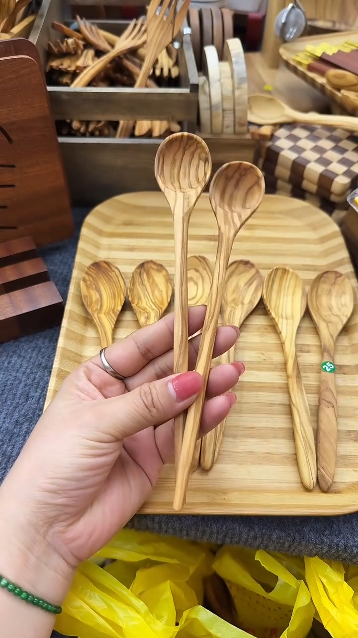 闪购木制品 橄榄木咖啡搅拌勺2个