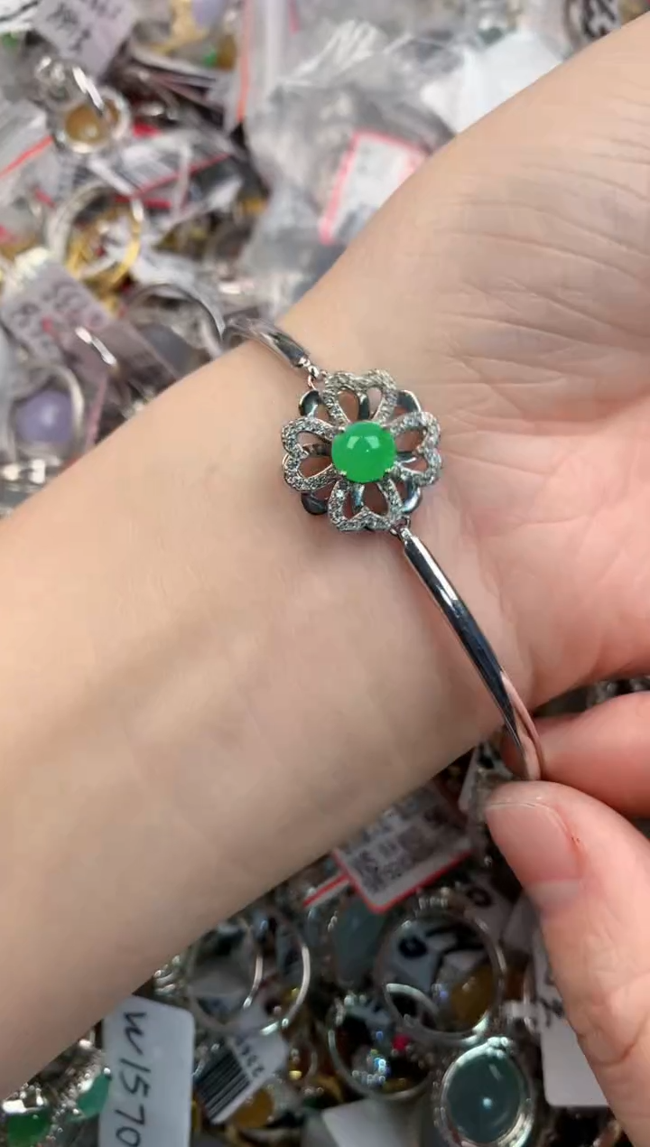 银S925镶嵌戒指翡翠10             9