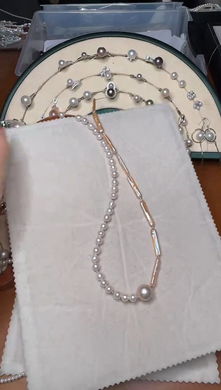 【闪购商品】淡水珍珠颈饰银S925镶嵌17号极光设计款项链