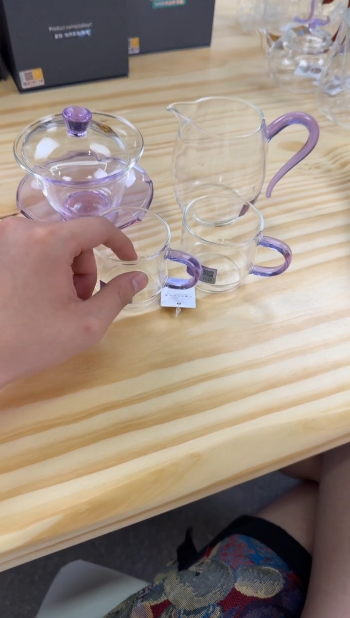 禾器 荷叶盖碗+慕然茶海 两逸杯紫色套