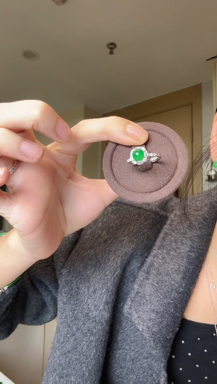 【闪购商品】翡翠戒指银S925镶嵌蛋面戒指1