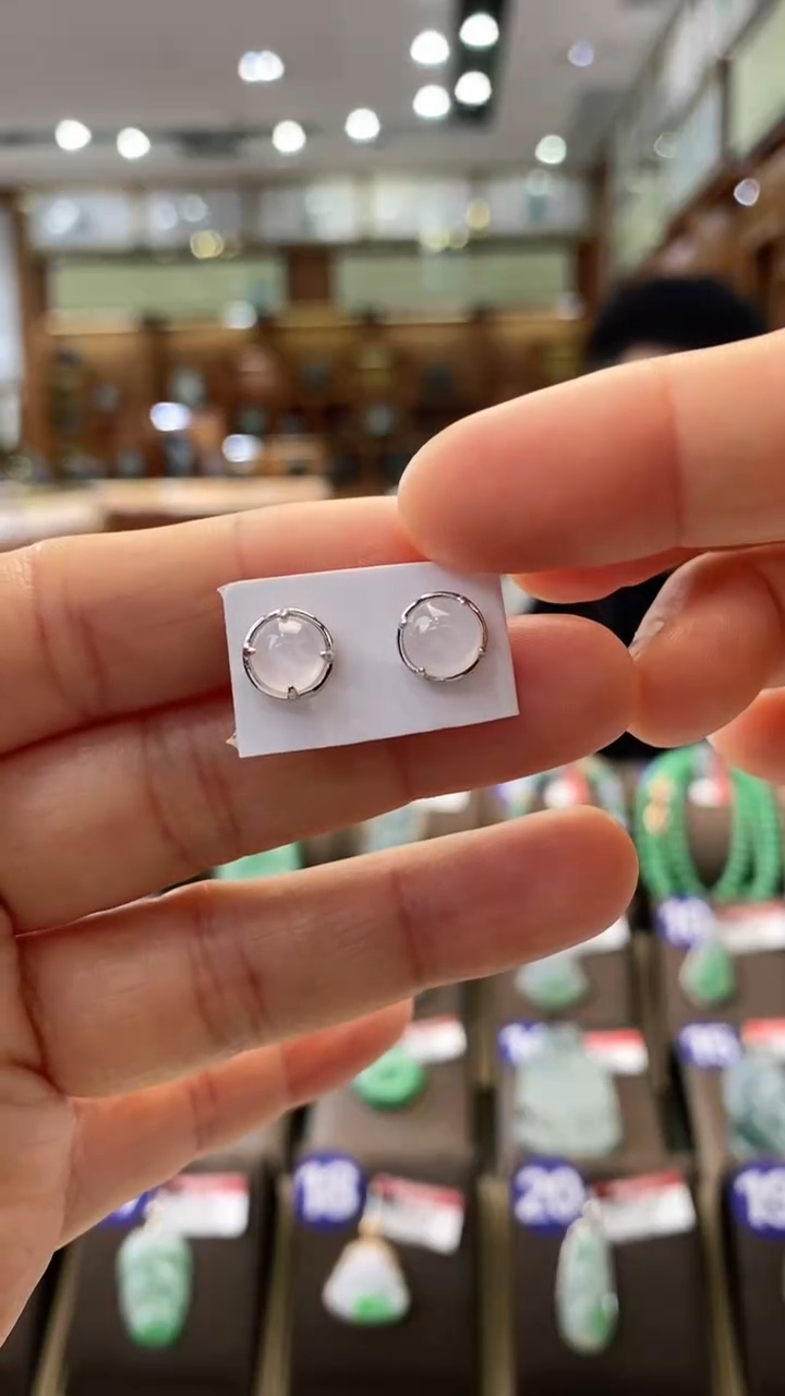 【闪购商品】翡翠耳饰银S925镶嵌耳钉