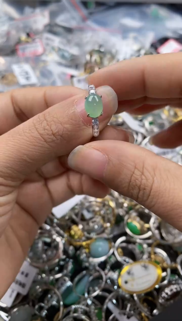 银S925镶嵌戒指翡翠333---4