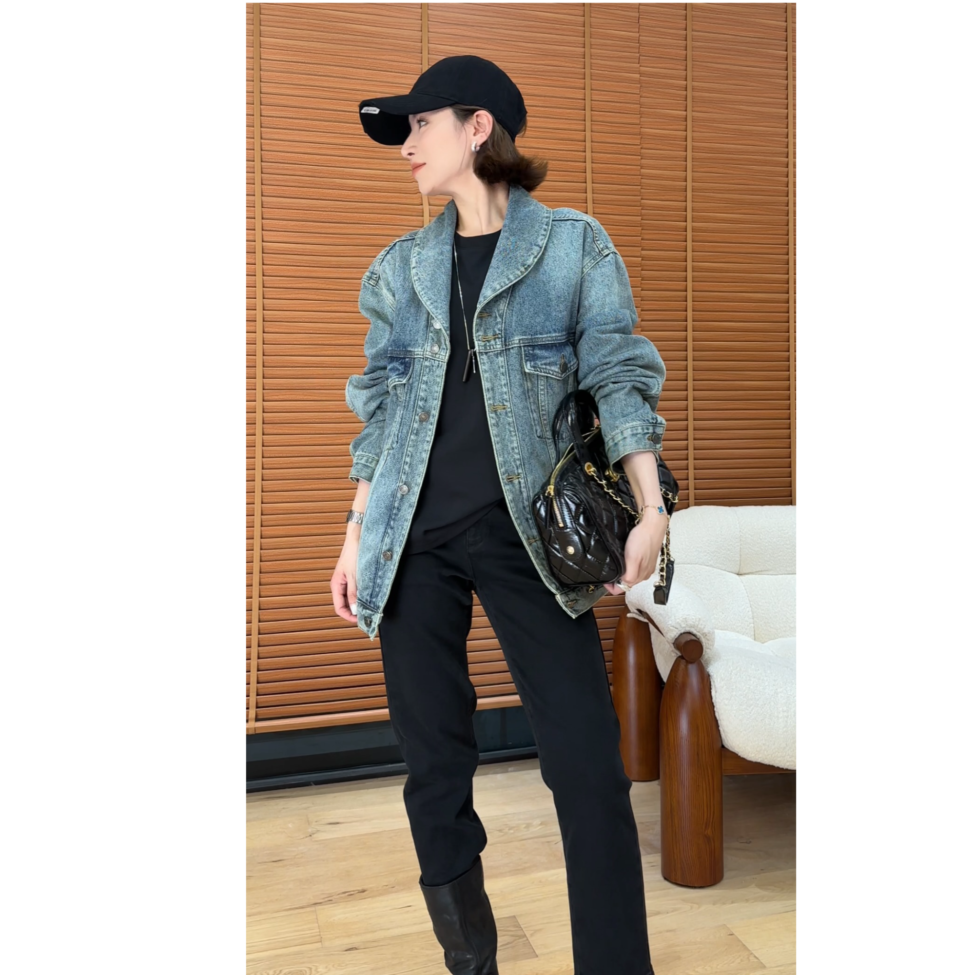 YYOUHAN 2025新款巴黎时刊极简复古水洗百搭牛仔外套 2508C4347