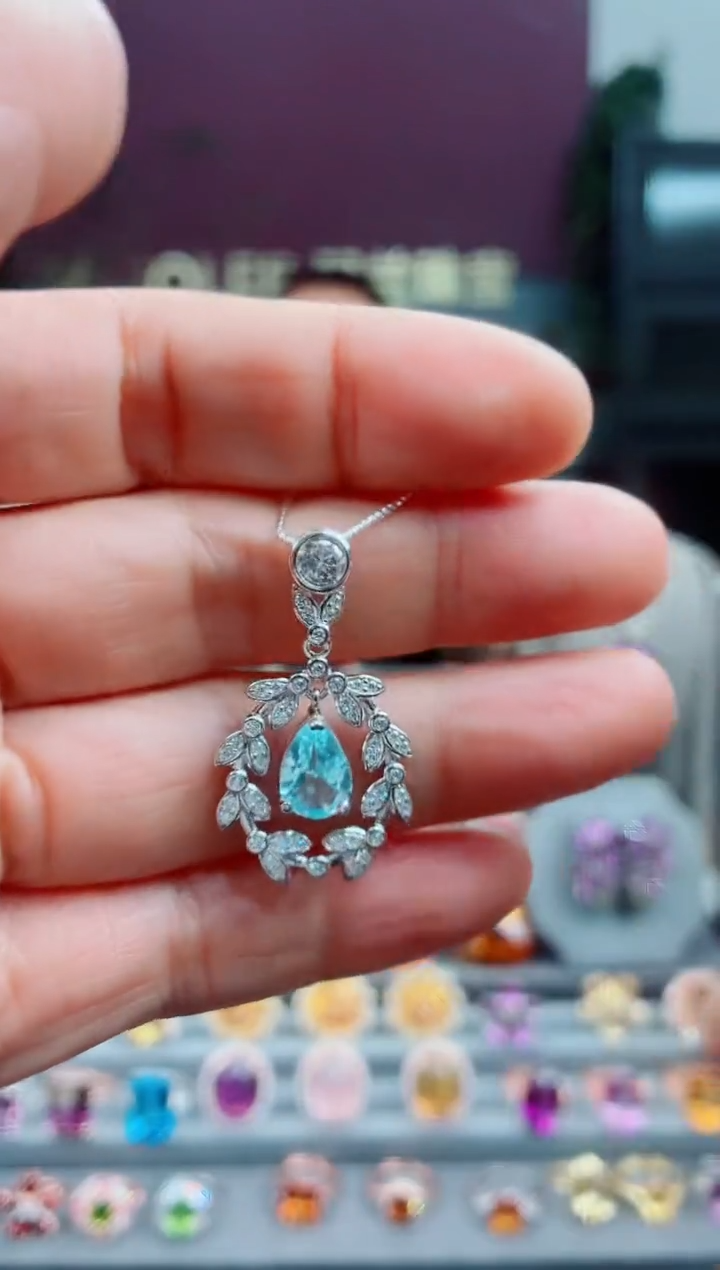 银S925镶嵌托帕石吊坠托帕石吊坠 不含链