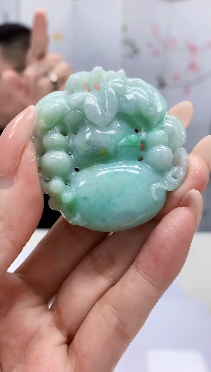 【闪购商品】定制翡翠未镶嵌5152MM-毛货挂件39