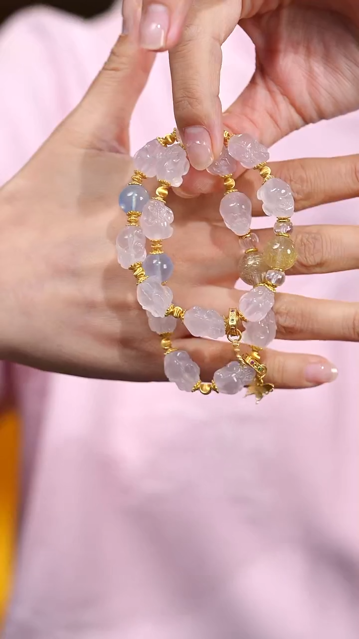 未镶嵌颈饰水晶S53681多样性发一粉晶龙龟