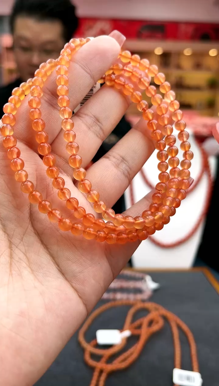 【闪购商品】南红玛瑙卡5冰红长链-多样性发一件未镶嵌一件30