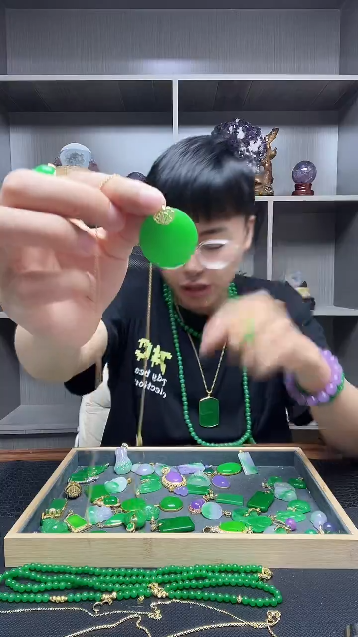 翡翠14K金镶嵌吊坠(赠链)吊坠