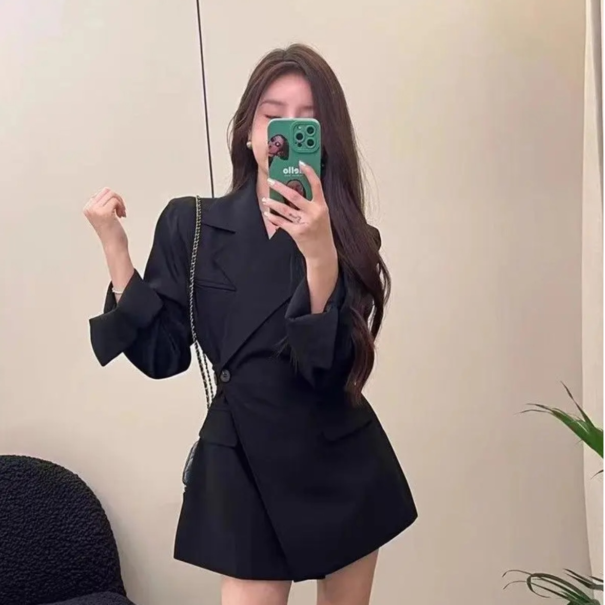 【2025】年秋季新款西服显瘦气质设计感系代收腰网红黑色西装外套