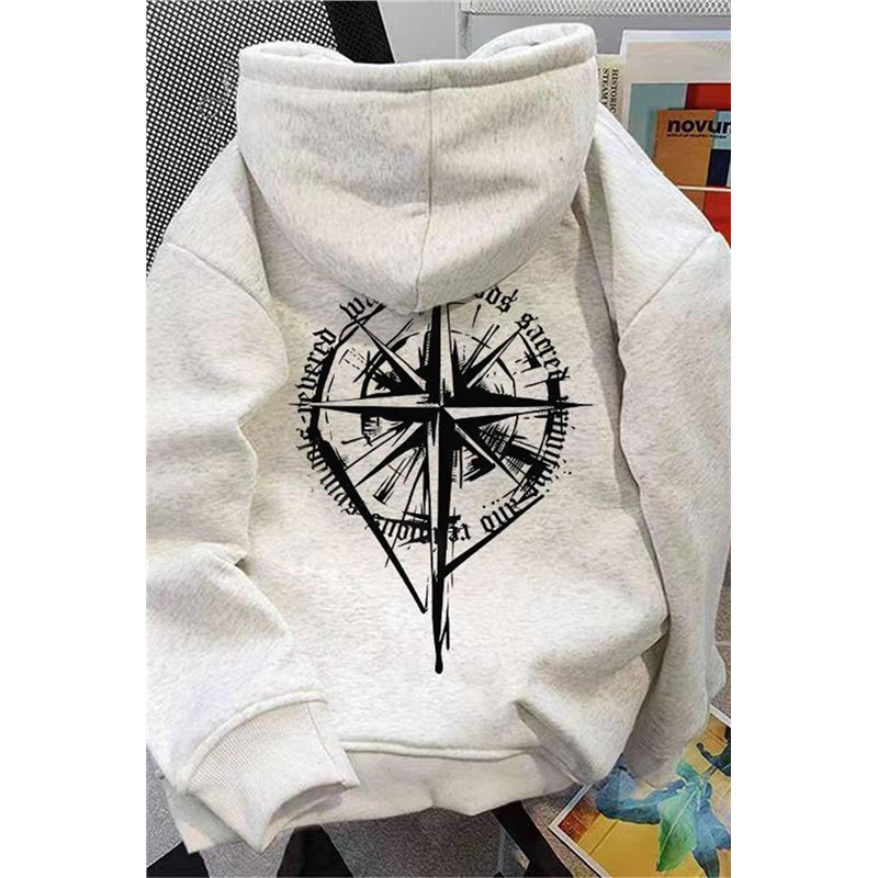 重磅500克纯棉加绒加厚秋冬季欧美时尚痞帅连帽卫衣卡通印花上衣