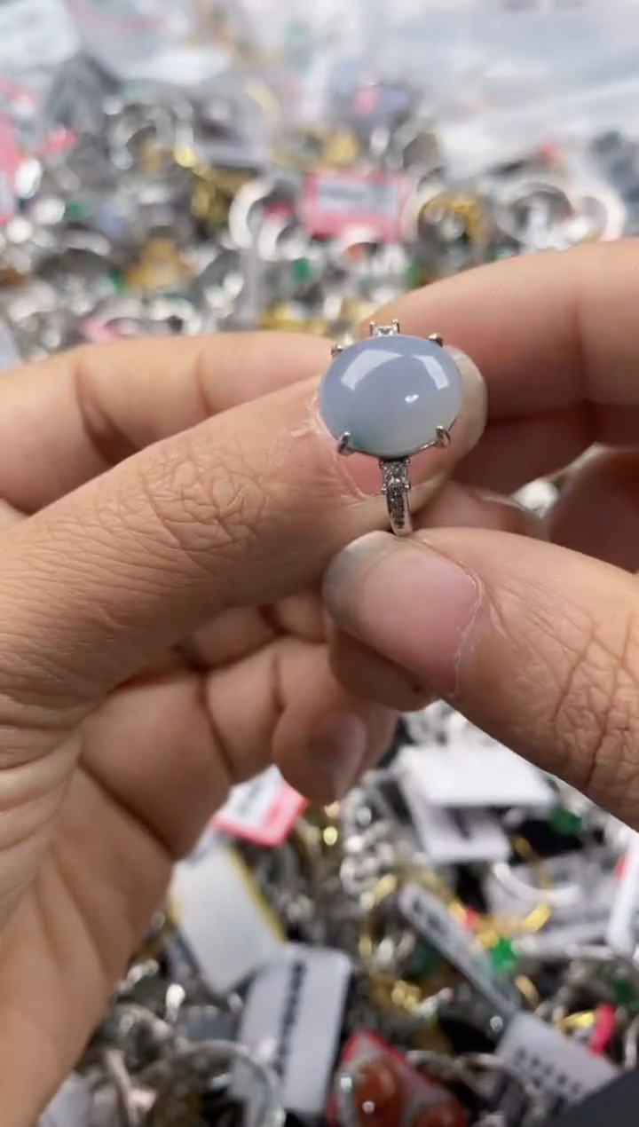 银S925镶嵌戒指翡翠7777              9