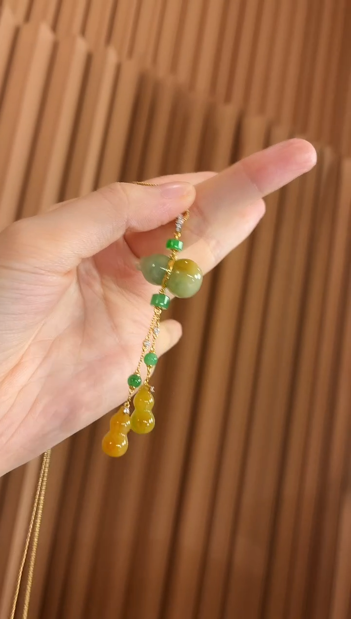 吊坠(不含链)18K金镶嵌翡翠吊坠