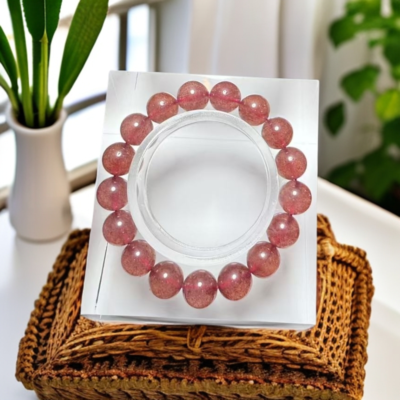 （古月坊）天然草莓晶手串