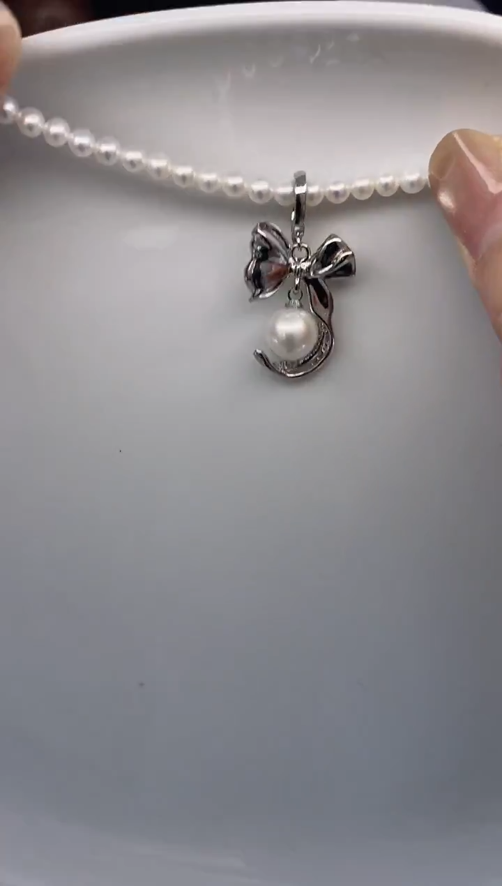 合金耳饰淡水珍珠48蝴蝶结万能扣