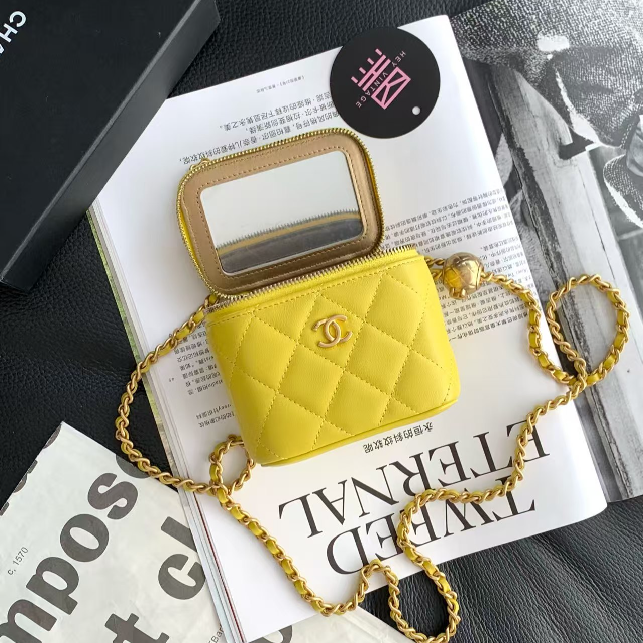 95新 Chanel/香奈儿 柠檬黄金球小盒子包 19051602