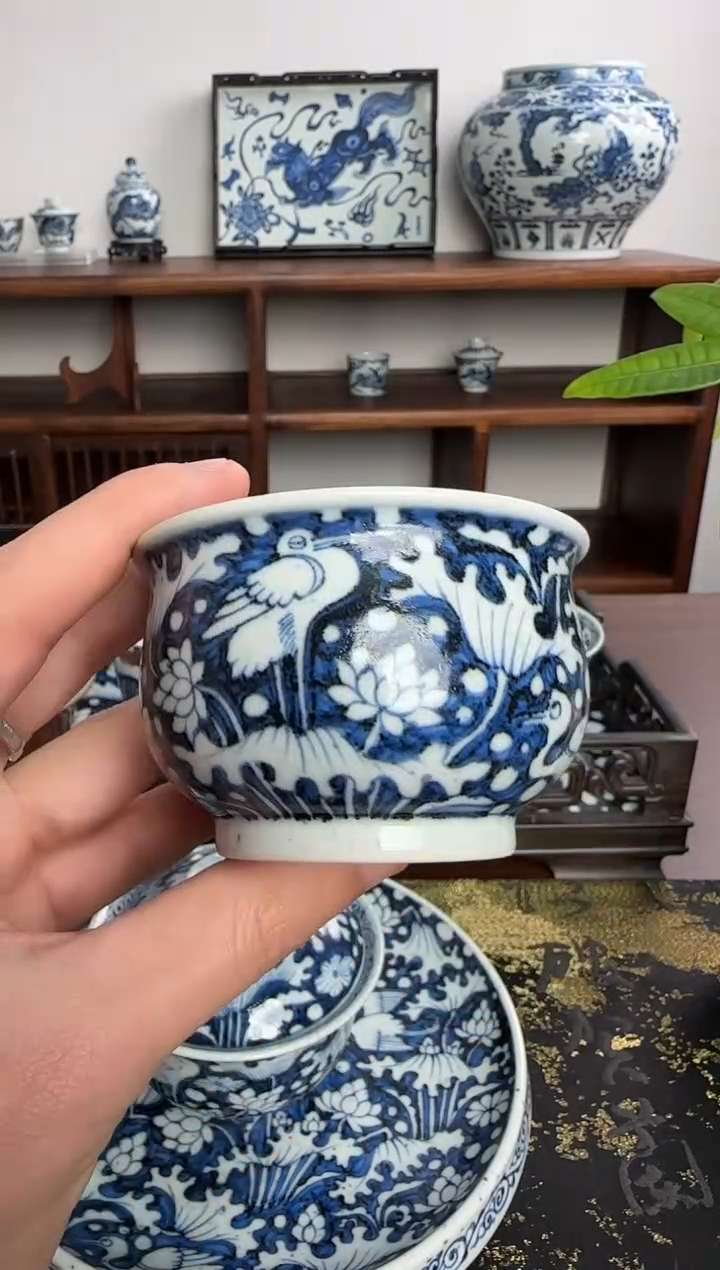 【闪购商品】摆件含真藏古撒蓝一路莲科主人杯