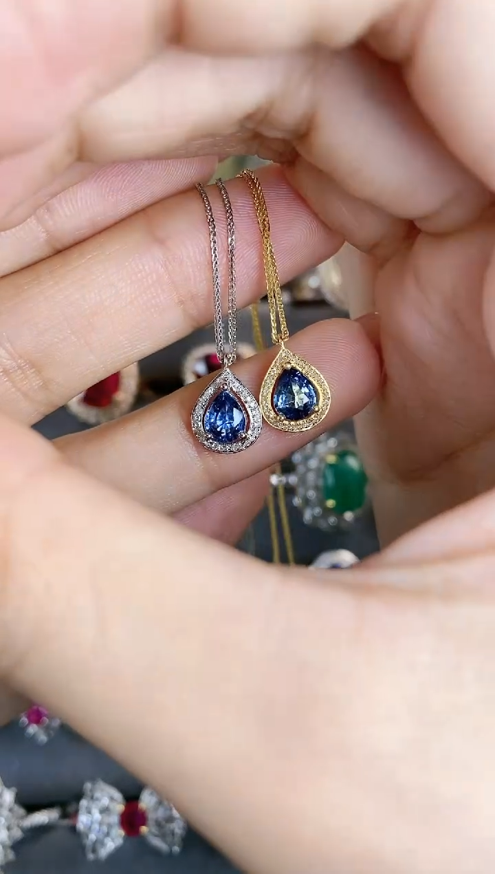 【闪购商品】蓝宝石项链14K金镶嵌多样性发其一