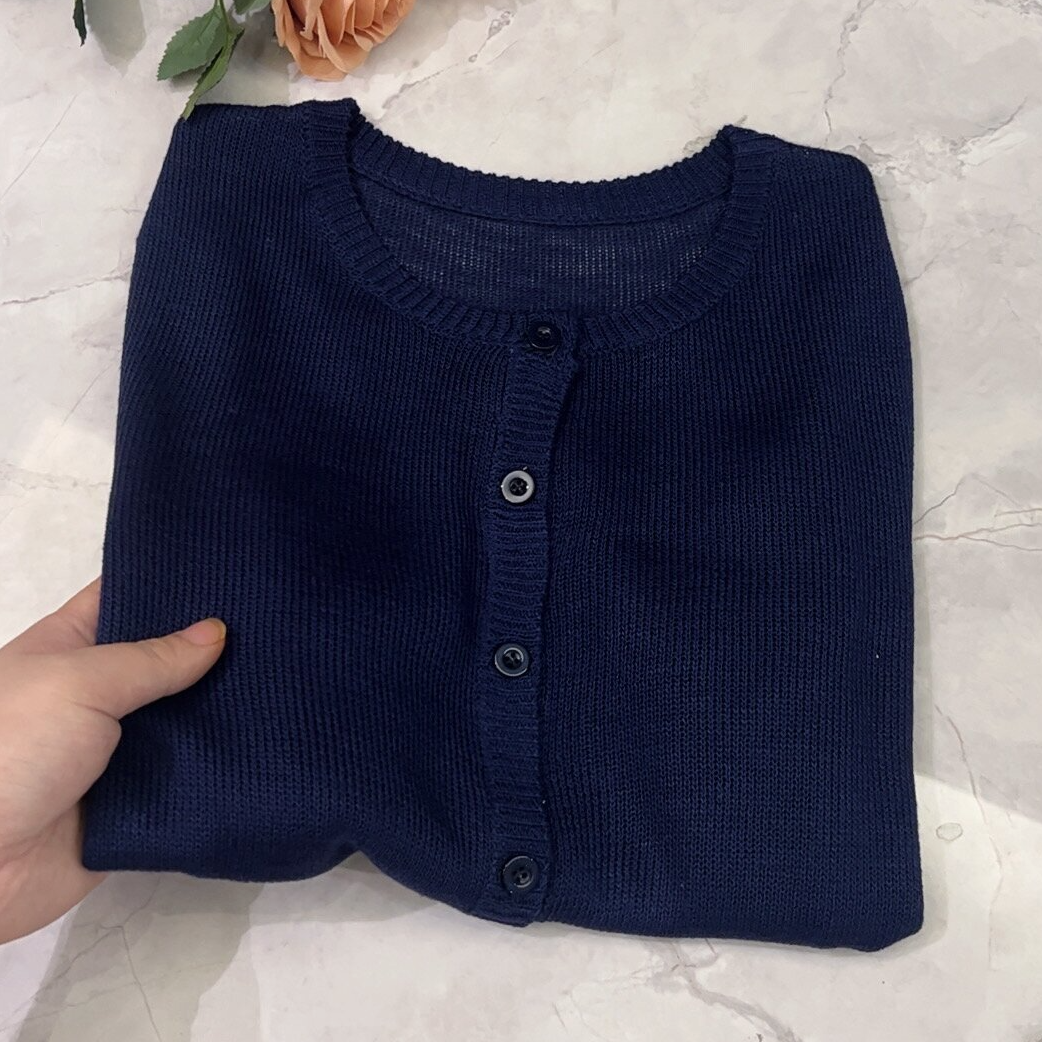 【运费补贴】和纸纱藏青色长袖防晒针织开衫女2025春夏质上衣