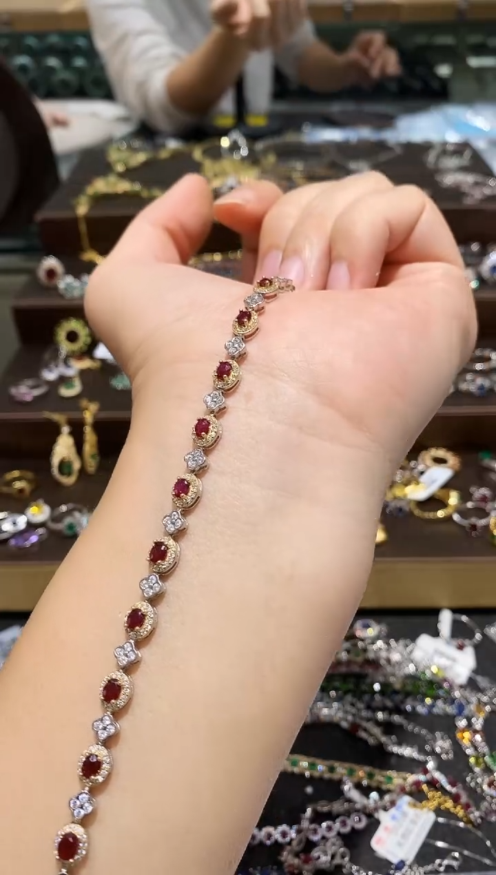 【闪购商品】红宝石手链银S925镶嵌手链