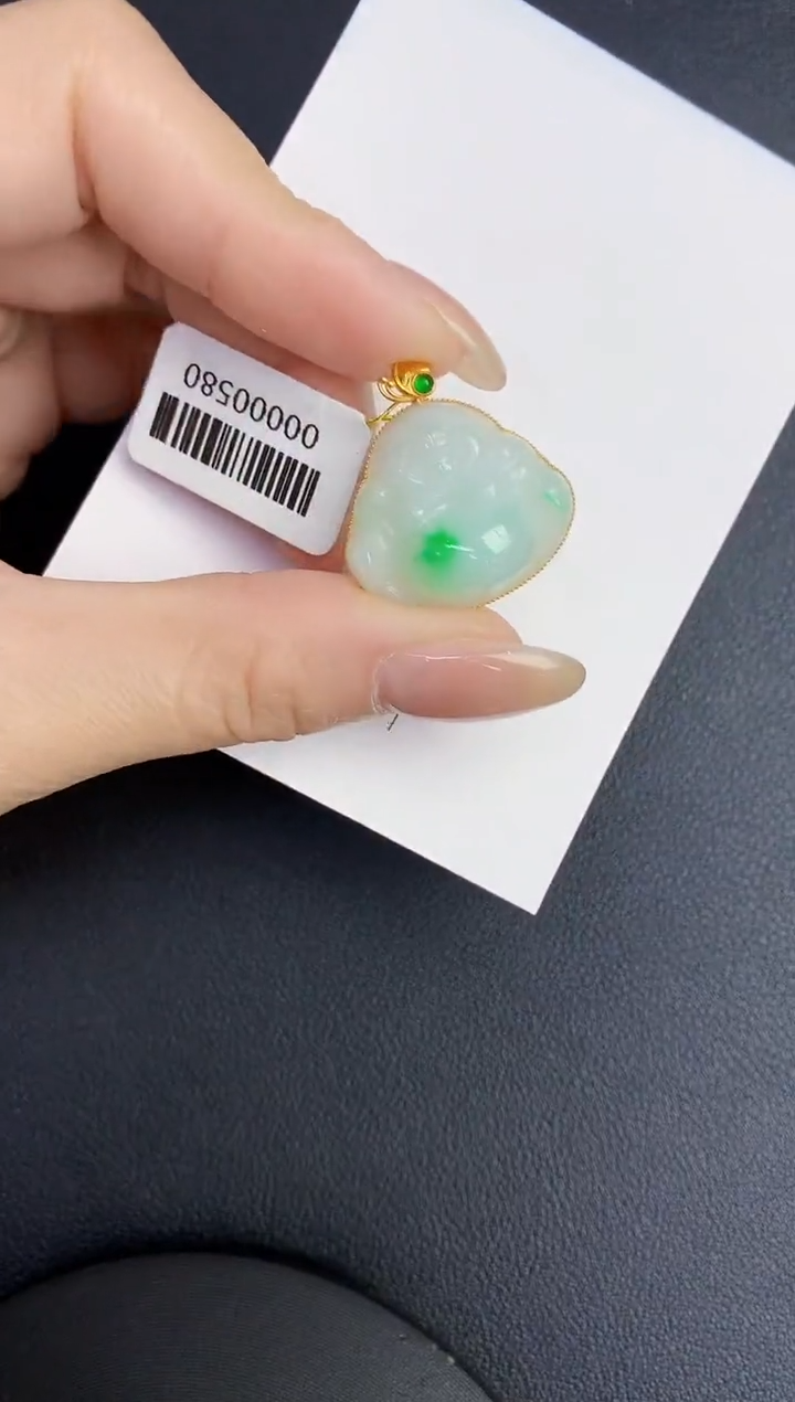 翡翠18K金镶嵌颈饰00000000000