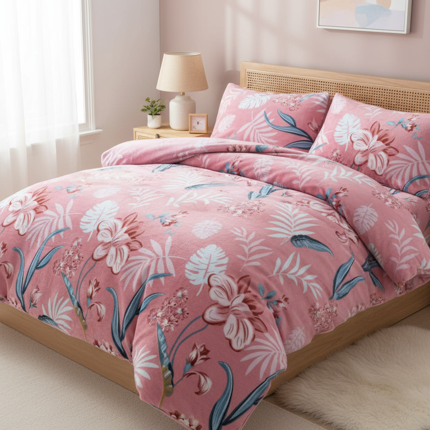 高端臻绒加厚冬季速暖绒加厚双面绒床上用品被套单件-开枝散叶