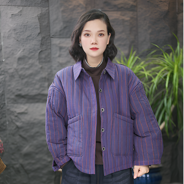 FF保暖不褪色宽松长袖秋冬常规翻领棉衣厚款立领棉服