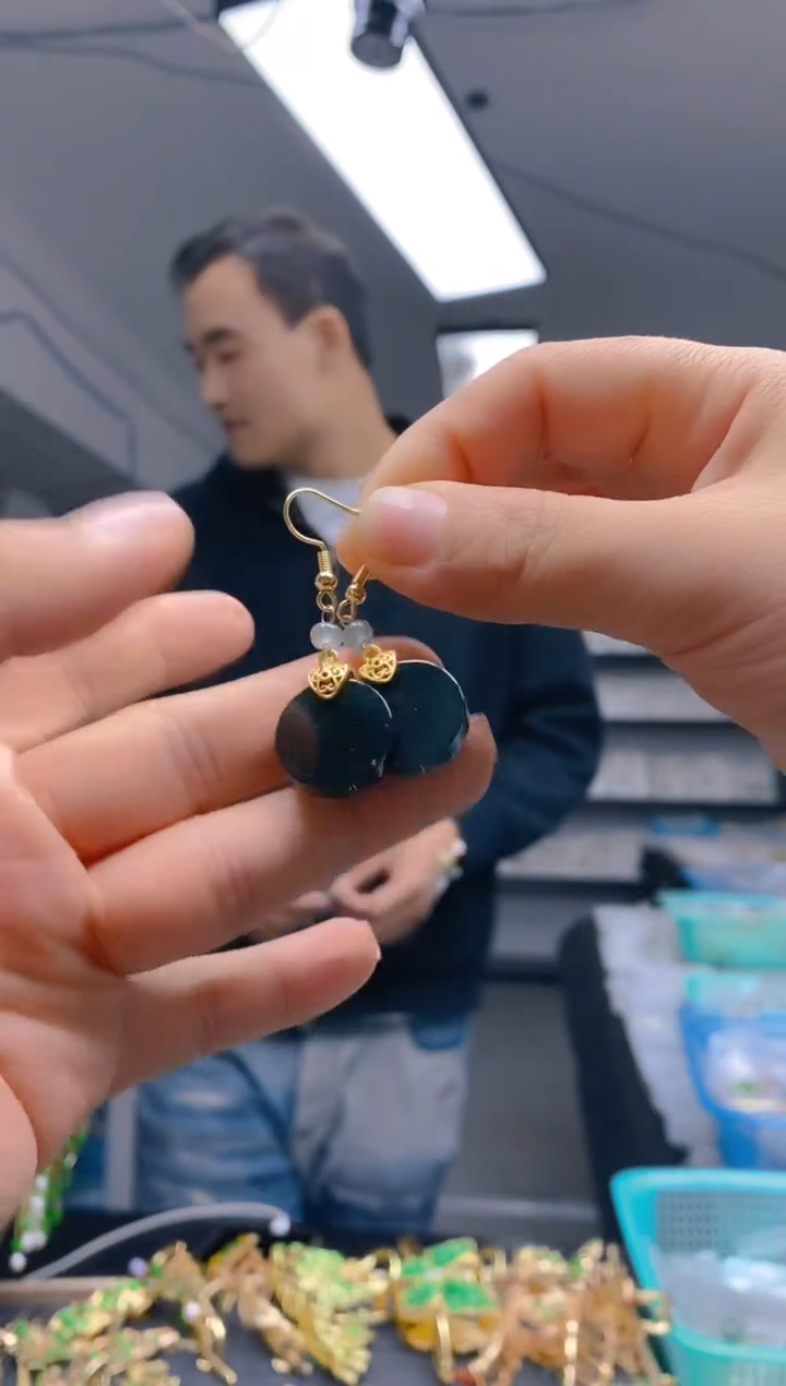 【闪购商品】翡翠耳饰合金0164翡翠耳钩