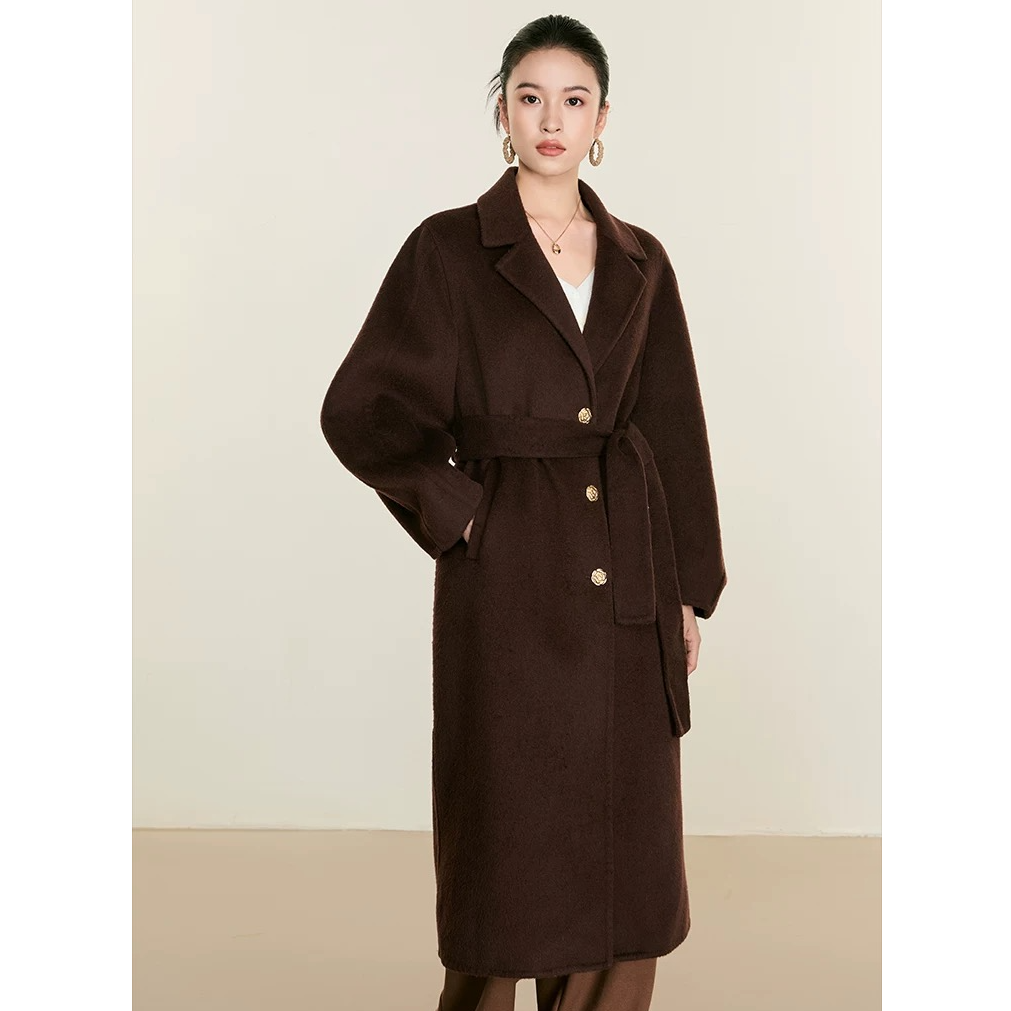 【专柜同款】全绵羊毛冬季新款腰带设计毛呢大衣Y426307142