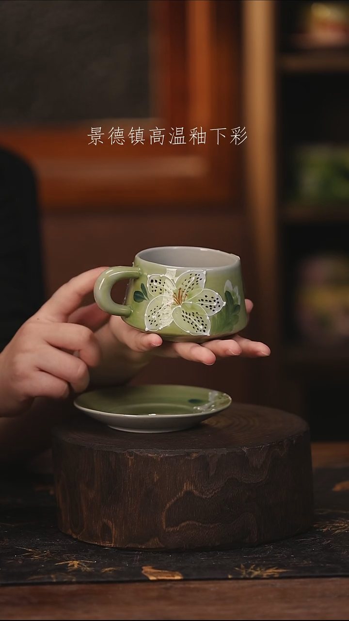 陶瓷景德镇高温釉下手绘陶瓷@L338@