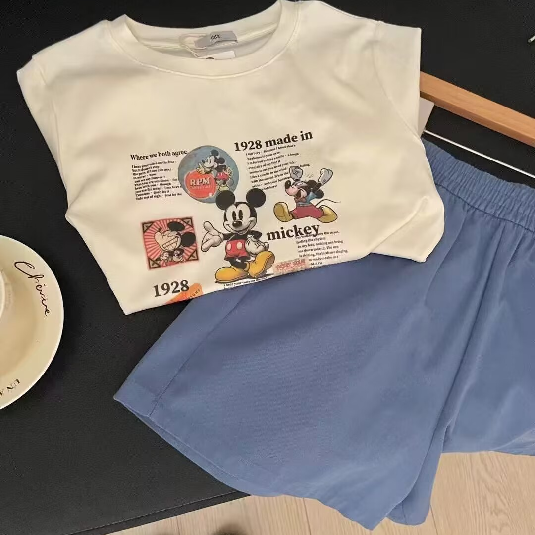 T2563 米奇乐园 童趣风印花上衣短袖T恤