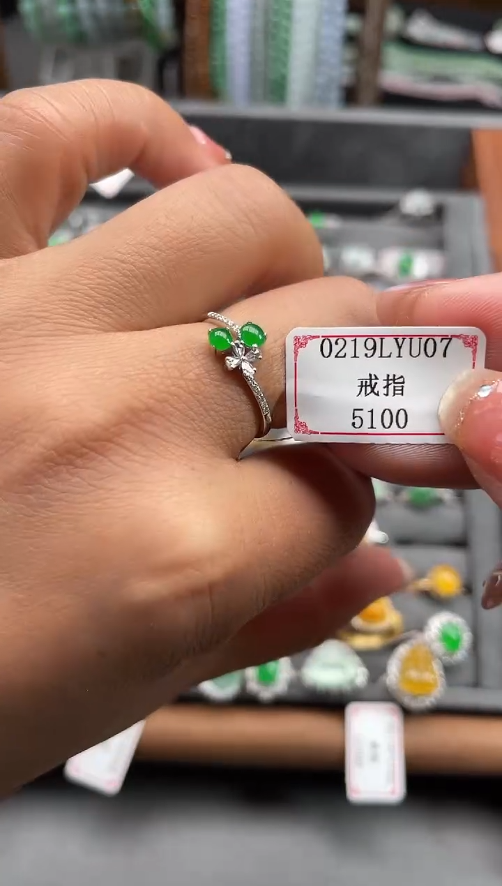 【闪购商品】翡翠戒指18K金镶嵌0219LYU07
