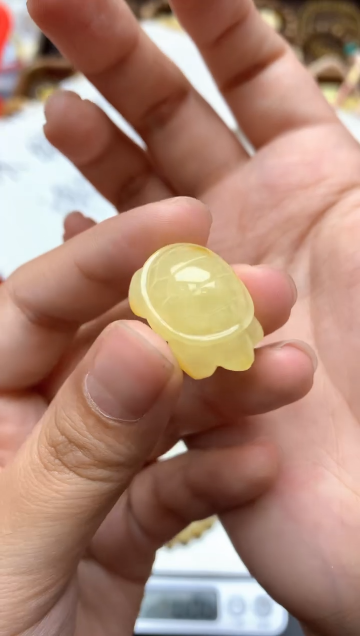 【闪购商品】琥珀珠宝奇石未镶嵌081琥珀蜜蜡花粉有纹小坑介意勿拍