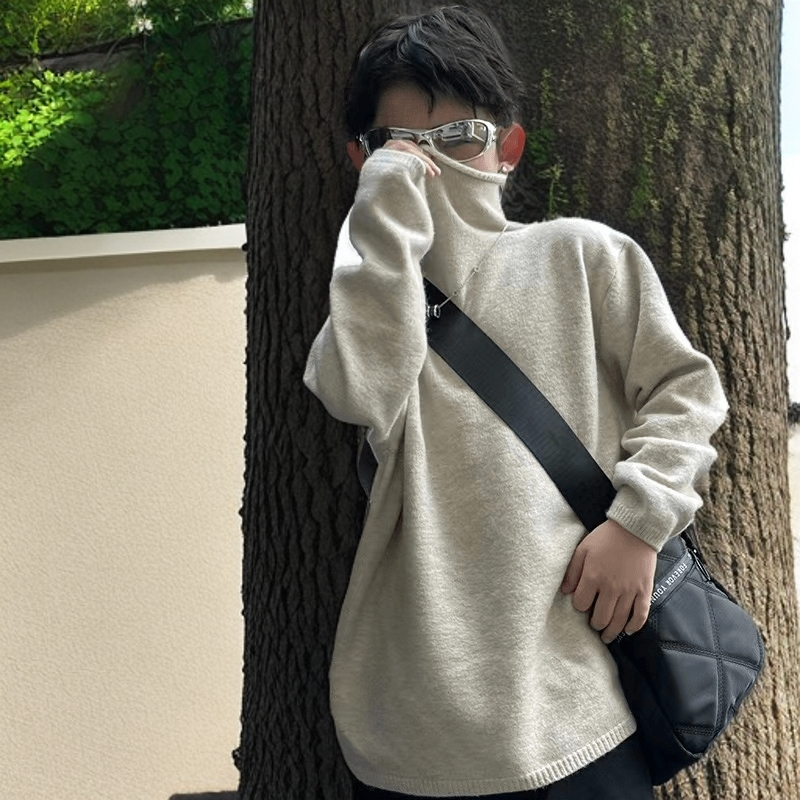 【福利款】秋冬潮流毛衣儿童宽松针织毛线上衣洋气百搭中性款纯色清