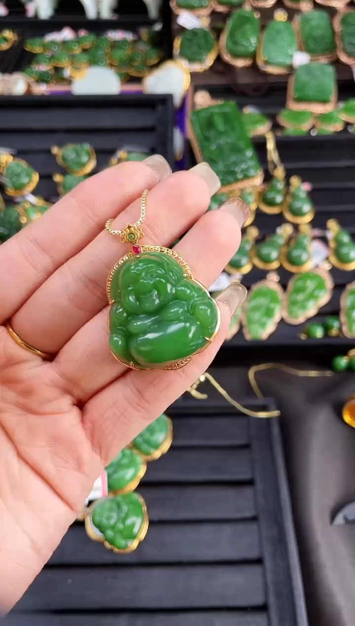 【闪购商品】和田玉吊坠18K金镶嵌多样性发一 