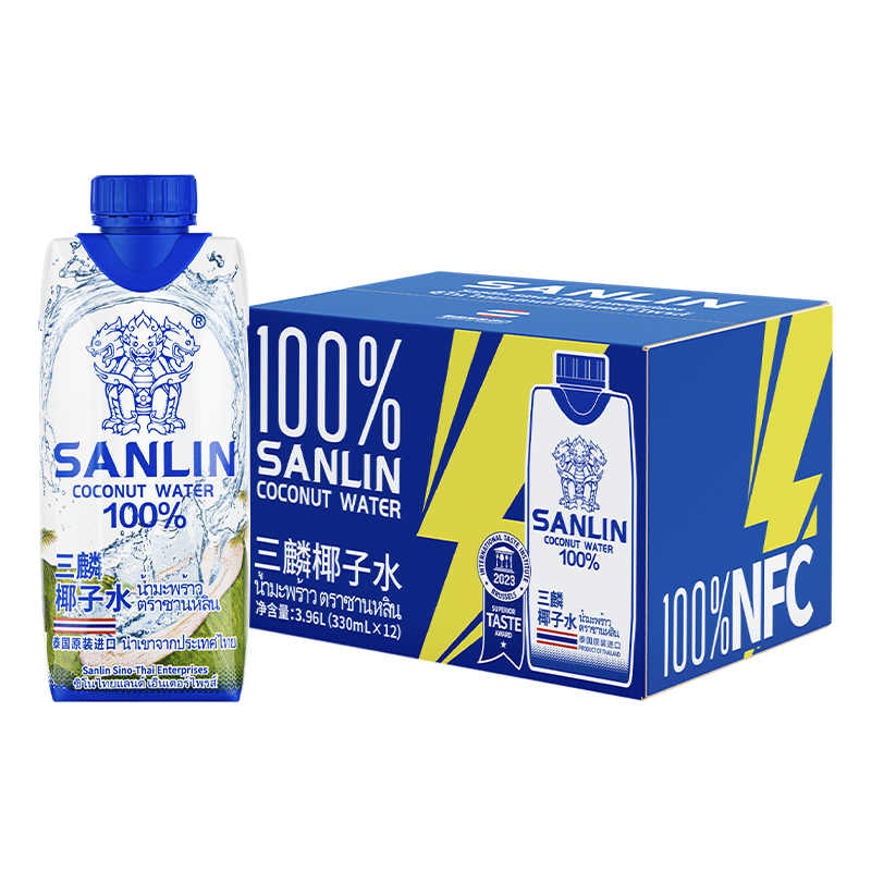 三麟泰国原装进口椰子水330ml*12 天然椰汁NFC椰青