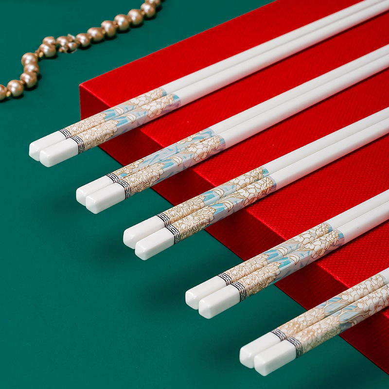 家用防滑白瓷筷子陶瓷筷高档筷子防滑防霉抗菌环保耐高温筷易清洗