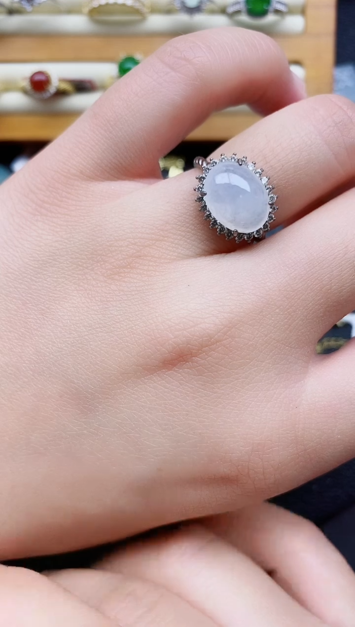 银S925镶嵌戒指翡翠1