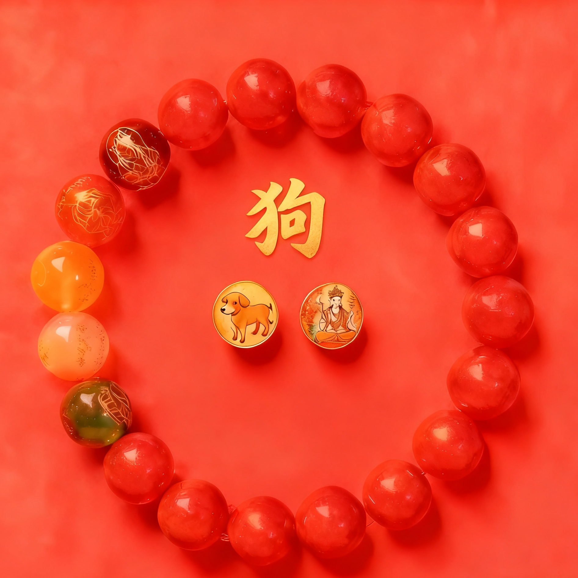 手链 11号 小狗  五福矩阵手串