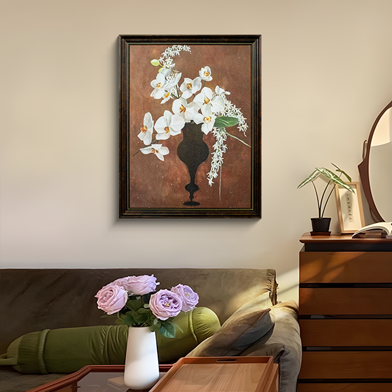 《君子如兰》中古风美拉德装饰画花卉卧室挂画复古高级客厅挂画5878