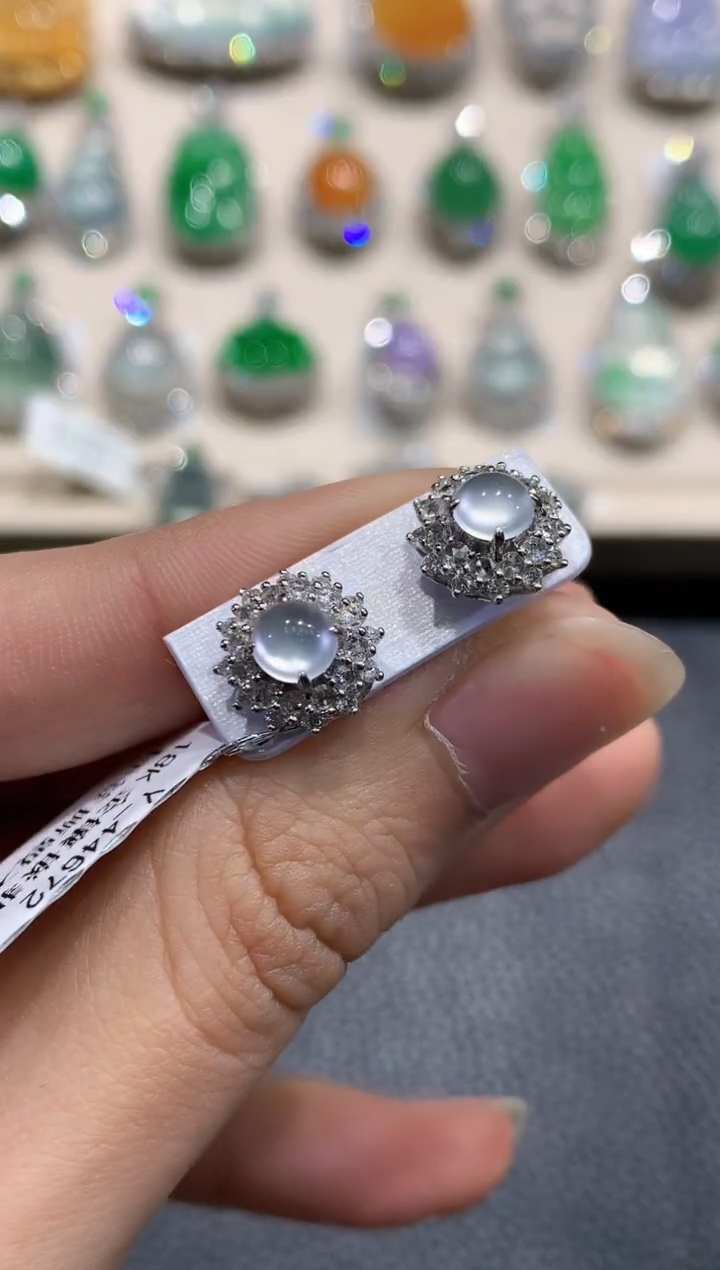 【闪购商品】翡翠耳饰18K金镶嵌c91    