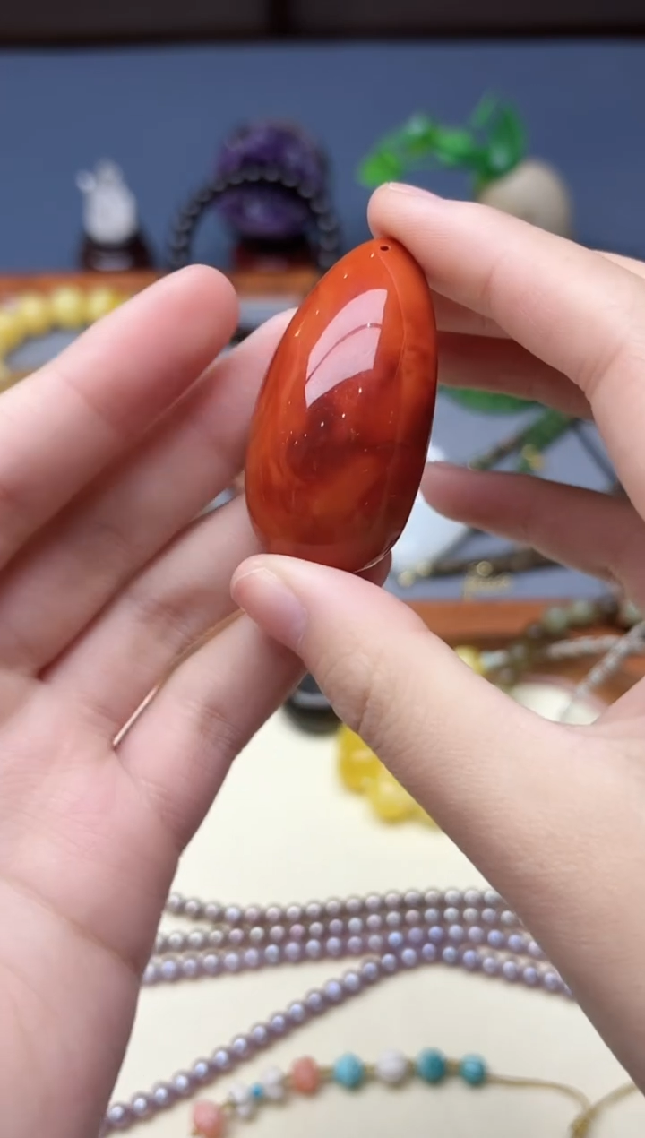 颈饰未镶嵌南红玛瑙南红水滴吊坠XZYW编绳