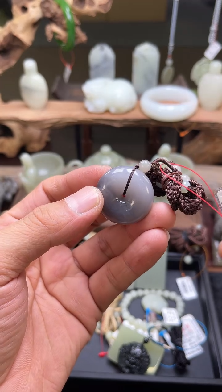 【闪购商品】和田玉吊坠未镶嵌青海烟紫 平安扣9003349