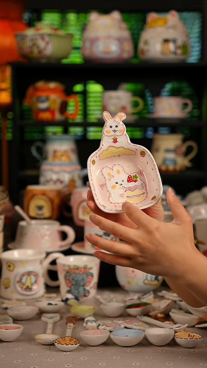 陶瓷无盖款景德镇高温釉下彩纯手绘创意瓷