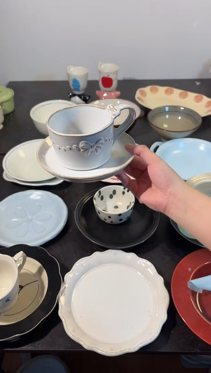 陶直播微瑕浮雕粗陶杯碟*1