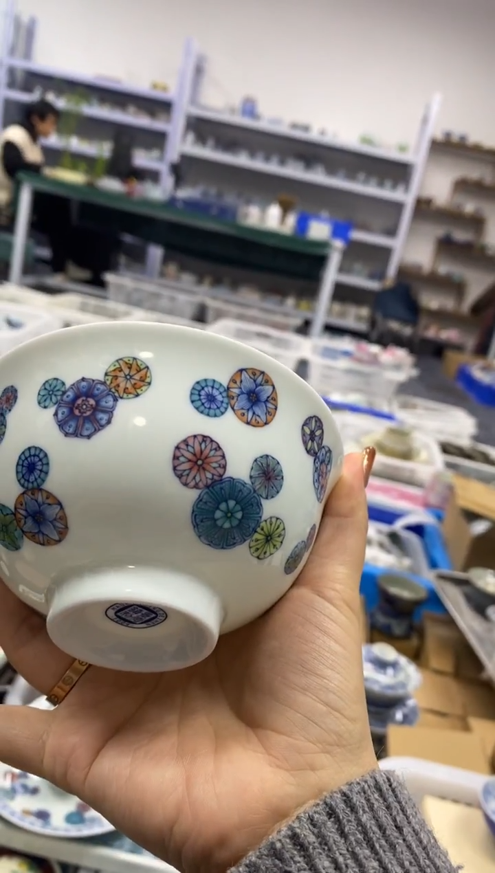 杯景德陶瓷茶具餐具饭碗口径12